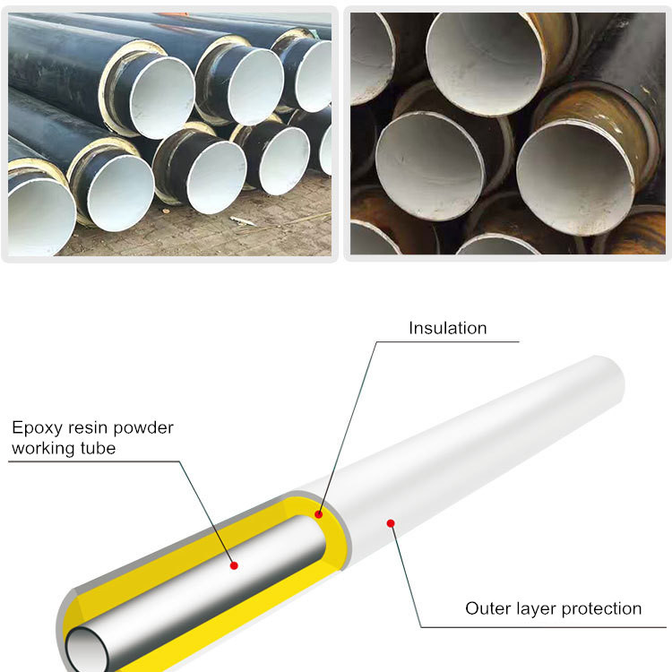 Tuyau d'acier pré-isolé Tuyau d'isolation en mousse de polyuréthane Tuyau d'isolation aérien